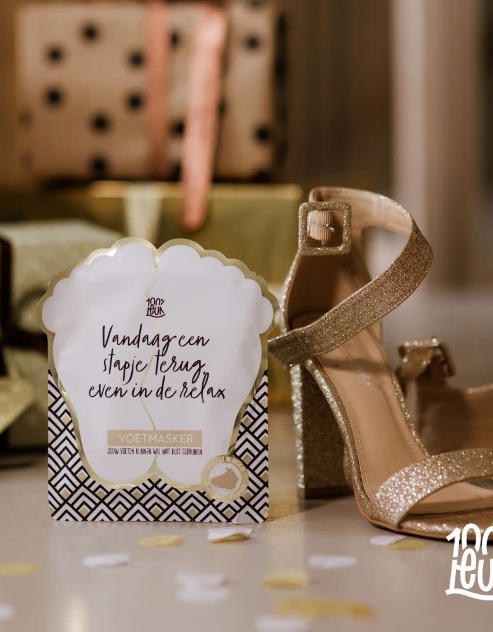 100% Leuk Voetenmasker "Vandaag een stapje terug, even in de relax" - 100% Leuk