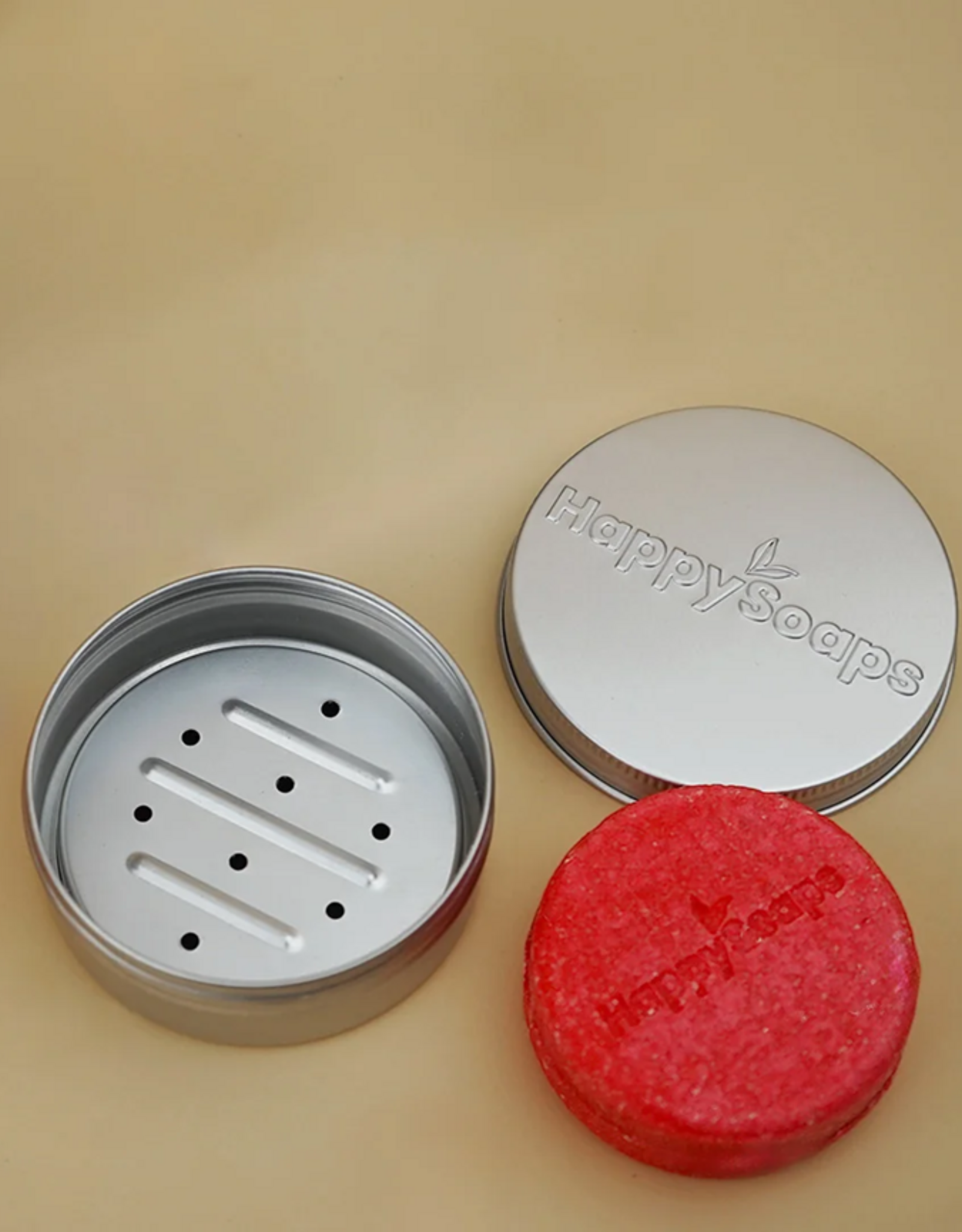 HappySoaps Shampoo Bar Bewaar- en Reisblikje met Uitlekbakje - HappySoaps