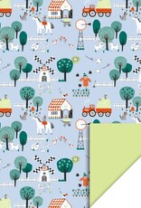 House of Products Inpakpapier Farm Blue Lime Dubbelzijdig 70cmx3m