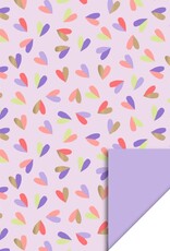 House of Products Inpakpapier Hearts Duo Pink Lilac Dubbelzijdig 70cmx3m