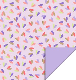 House of Products Inpakpapier Hearts Duo Pink Lilac Dubbelzijdig 70cmx3m
