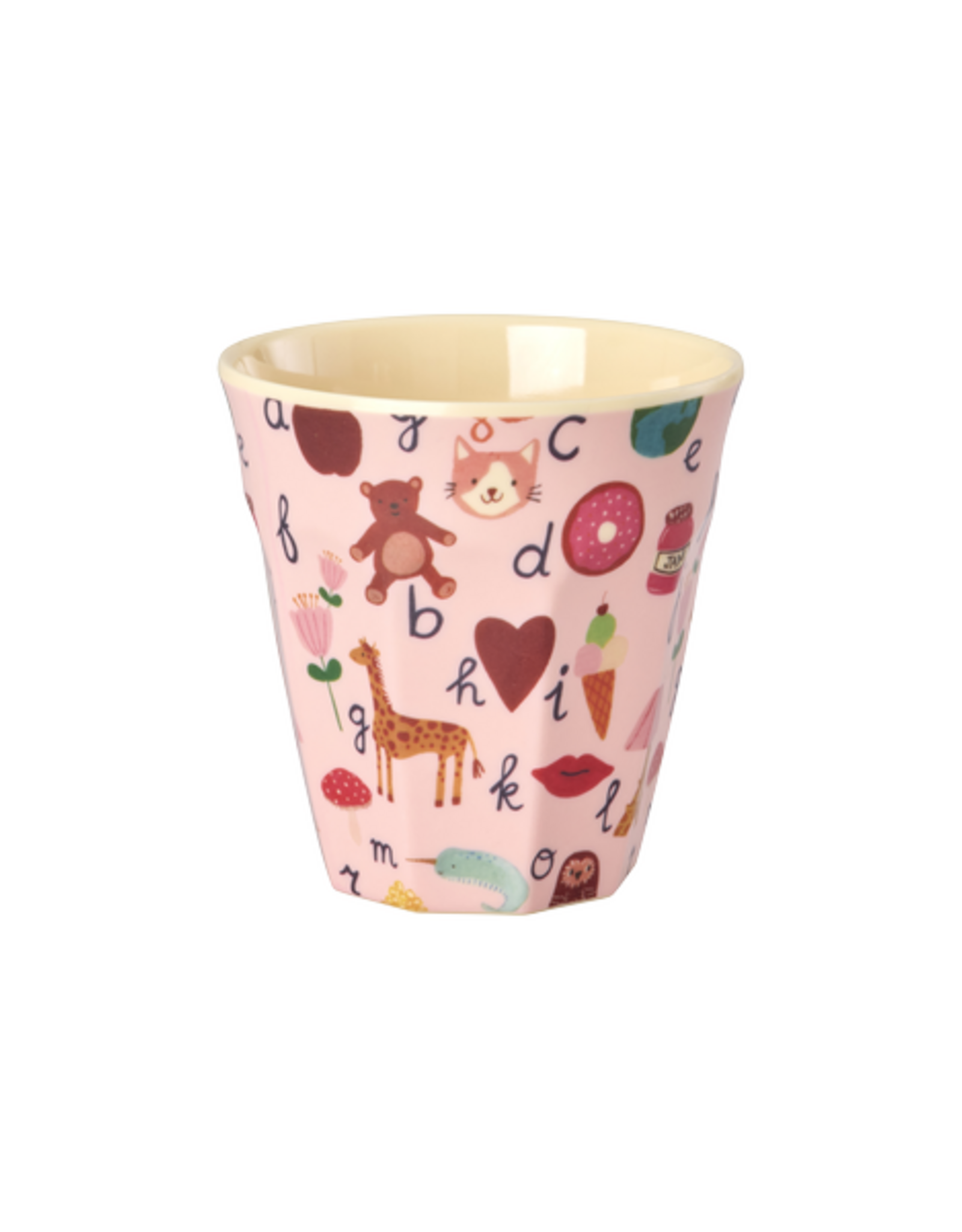 Rice Beker Melamine met roze ABC print - Rice