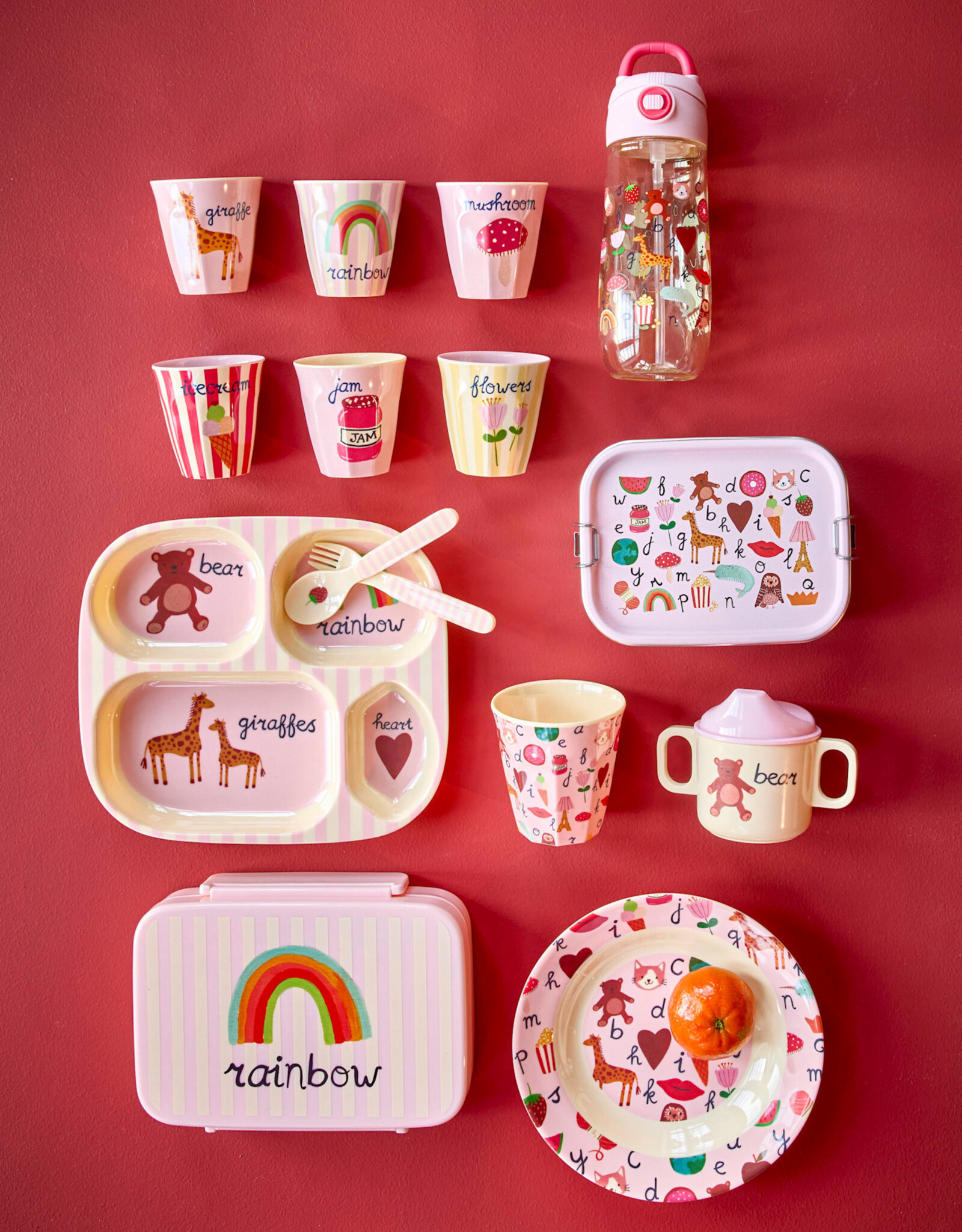 Rice Beker Melamine met roze ABC print - Rice