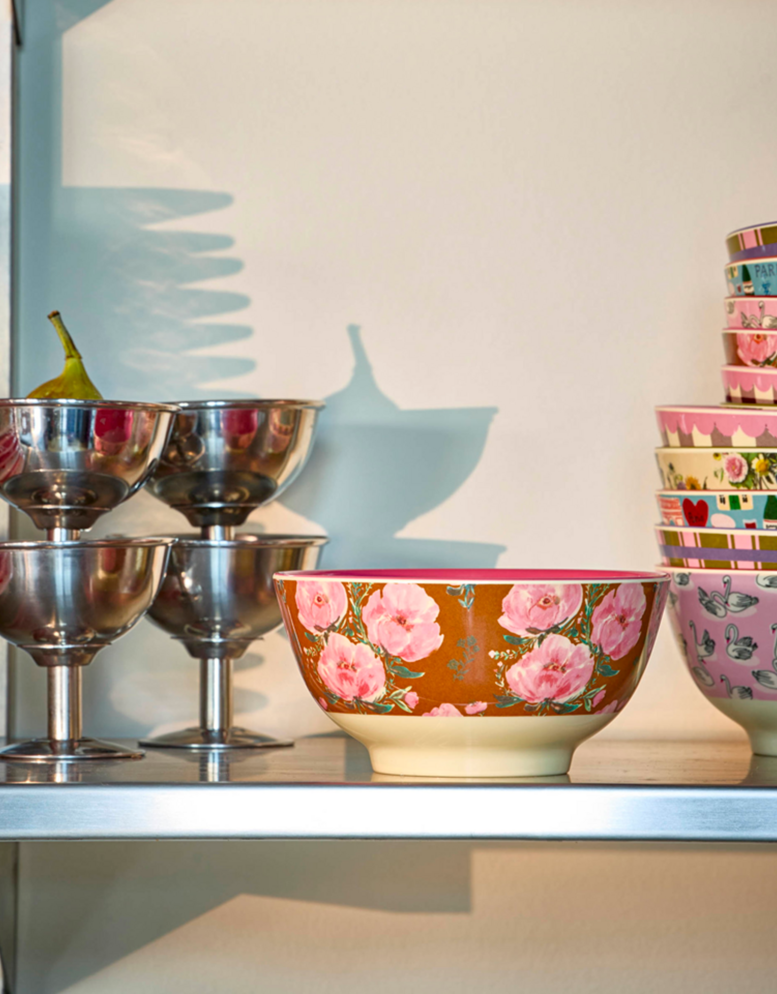Rice Kom Melamine met Fiesta Roze print - Rice