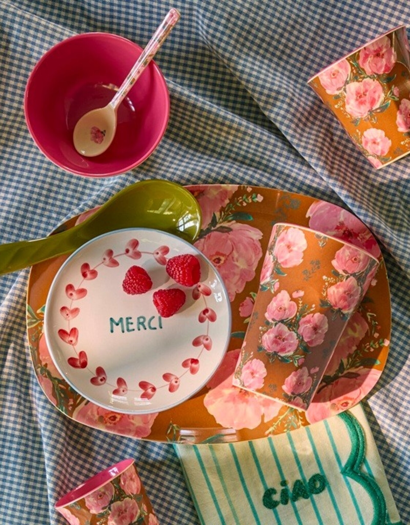 Rice Beker Groot Melamine met Fiesta Rozen print - Rice