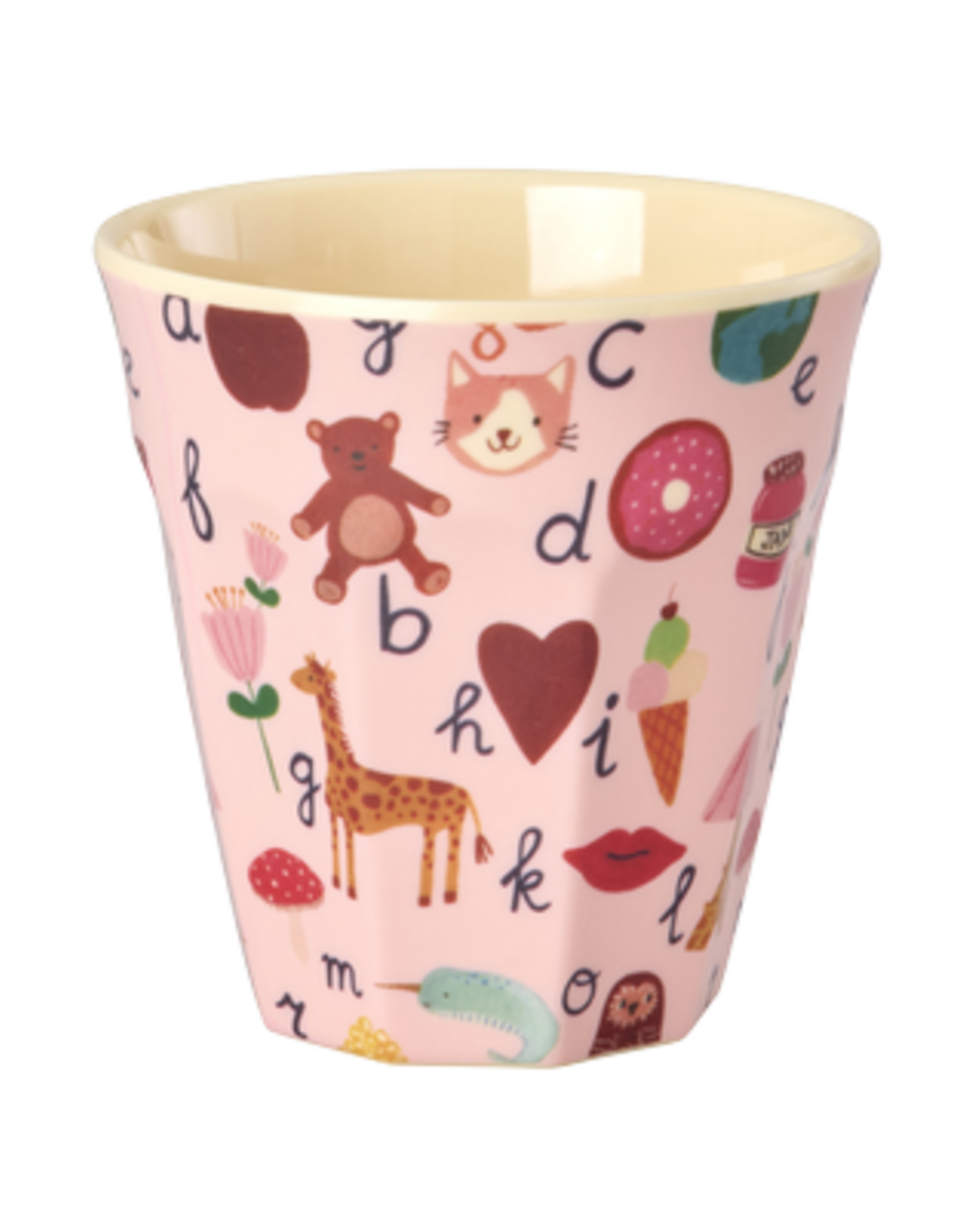 Rice Beker Melamine met roze ABC print - Rice
