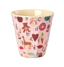 Rice Beker Melamine met roze ABC print - Rice