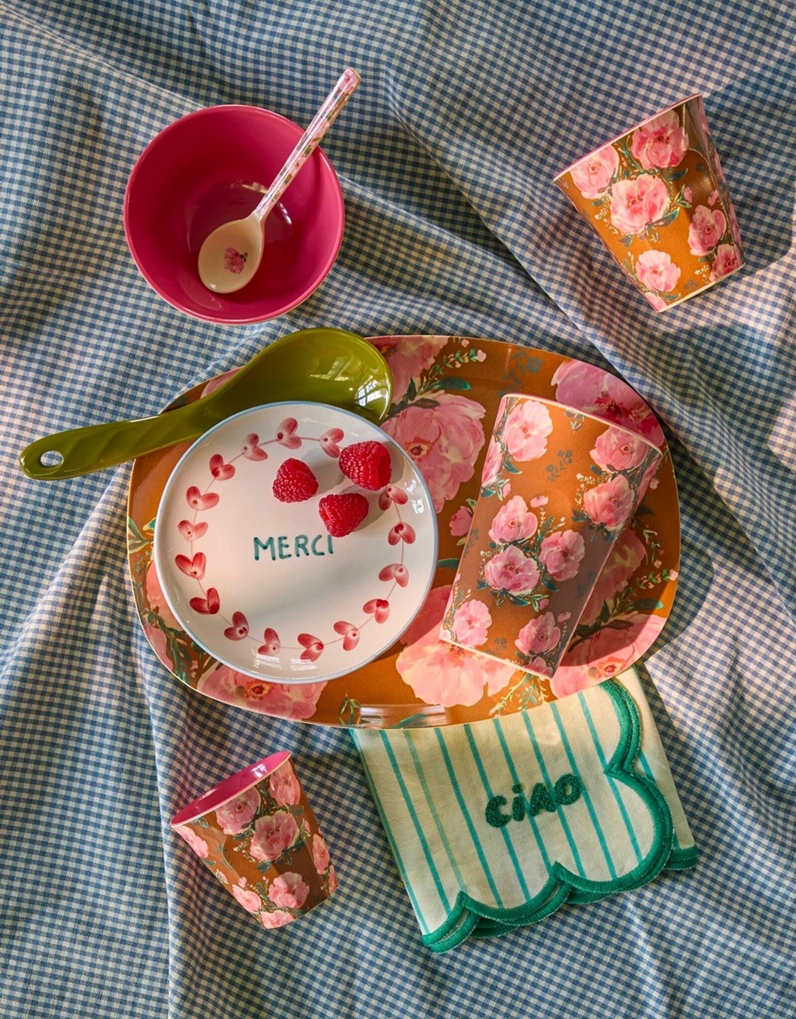 Rice Beker Melamine met Fiesta Rozen Print - Rice
