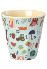 Rice Beker Melamine met Blauwe ABC Print - Rice