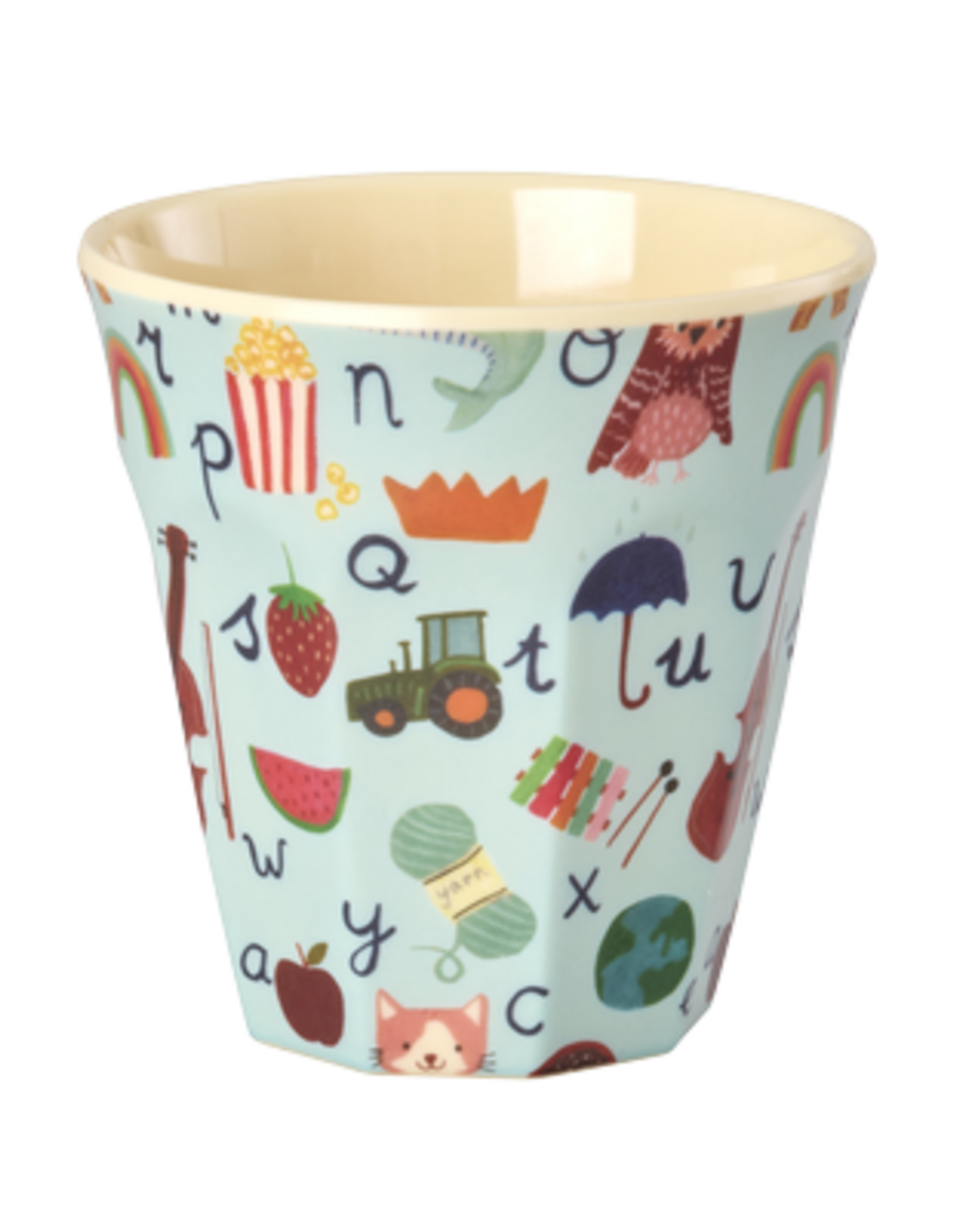 Rice Beker Melamine met Blauwe ABC Print - Rice