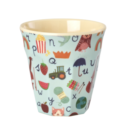Rice Beker Melamine met Blauwe ABC Print - Rice