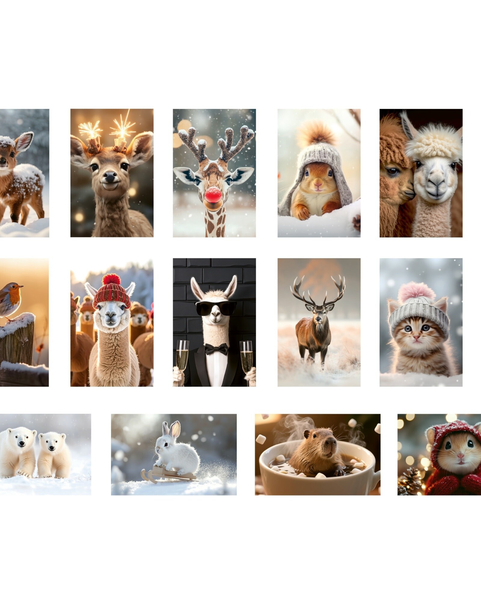 Een Doosje Winter Liefde - 14 kaartjes met geweldige winterfoto's van dieren