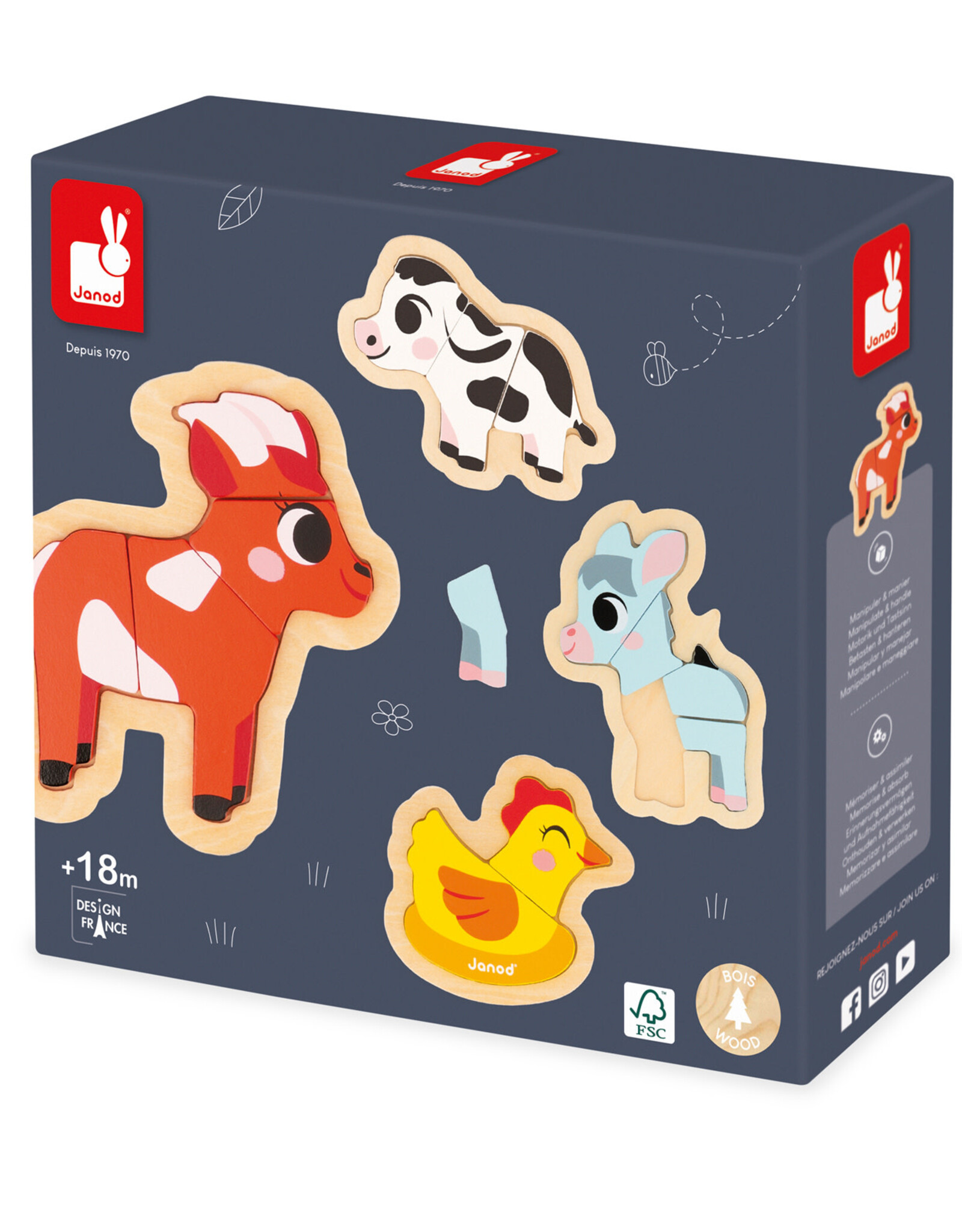 Janod 4 puzzels 2-3-4-5 stukken Boerderij +18mnd - Janod