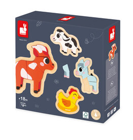 Janod 4 puzzels 2-3-4-5 stukken Boerderij +18mnd - Janod
