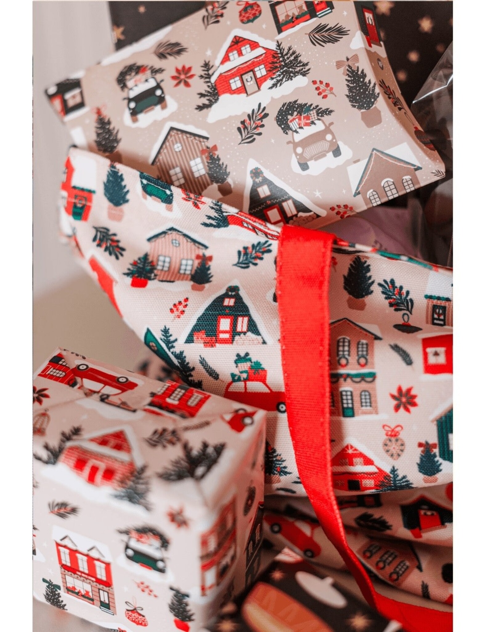 Shopper Winter houses 48x15x38cm
