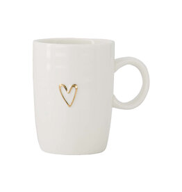 Zusss Koffiemok met Oor Lijn Hartje wit/goud - Zusss