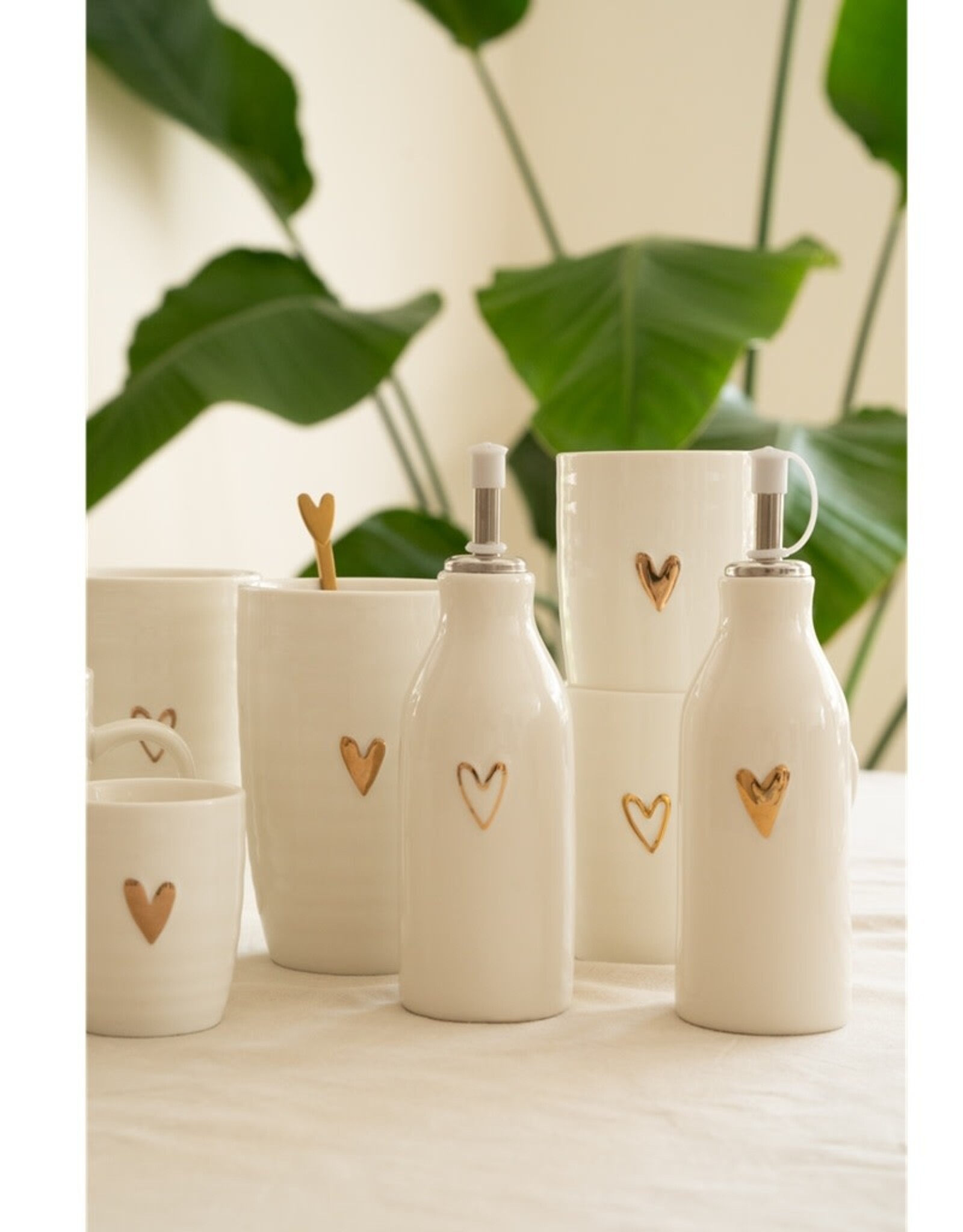 Zusss Koffiemok met Oor Lijn Hartje wit/goud - Zusss