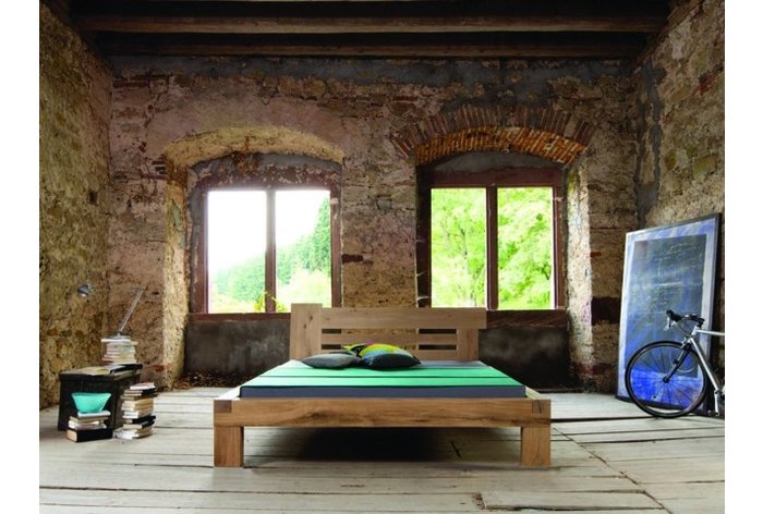 Balkenbed (11cm moeraseik balken!) Herisau - hoofdbord type 1