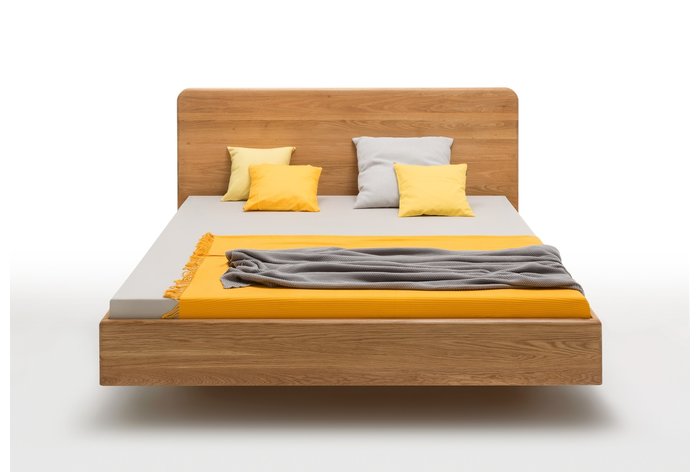 Vooraanzicht bed Almelo (hout: wild eiken)