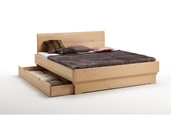 houten bed met lades