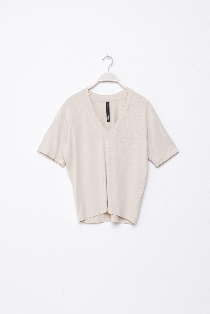 10 Days 10 DAYS V-NECK TEE LINEN light sand/zand