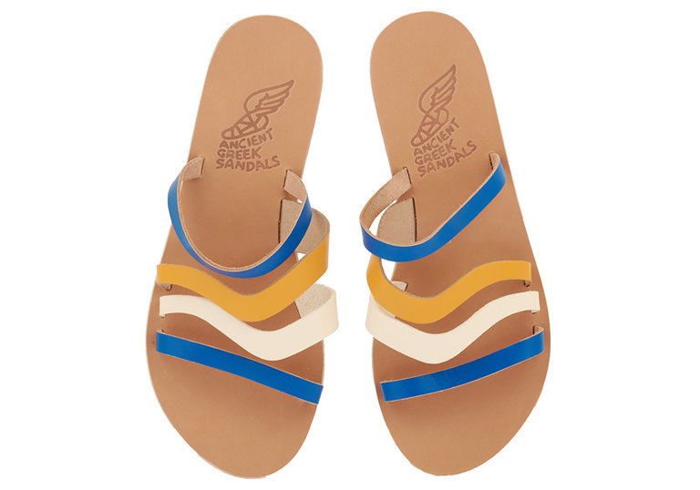 Ancient Greek Sandals Ancient Greek Sandals CARYAE BLUE/OFF WHITE/YELLOW MIX