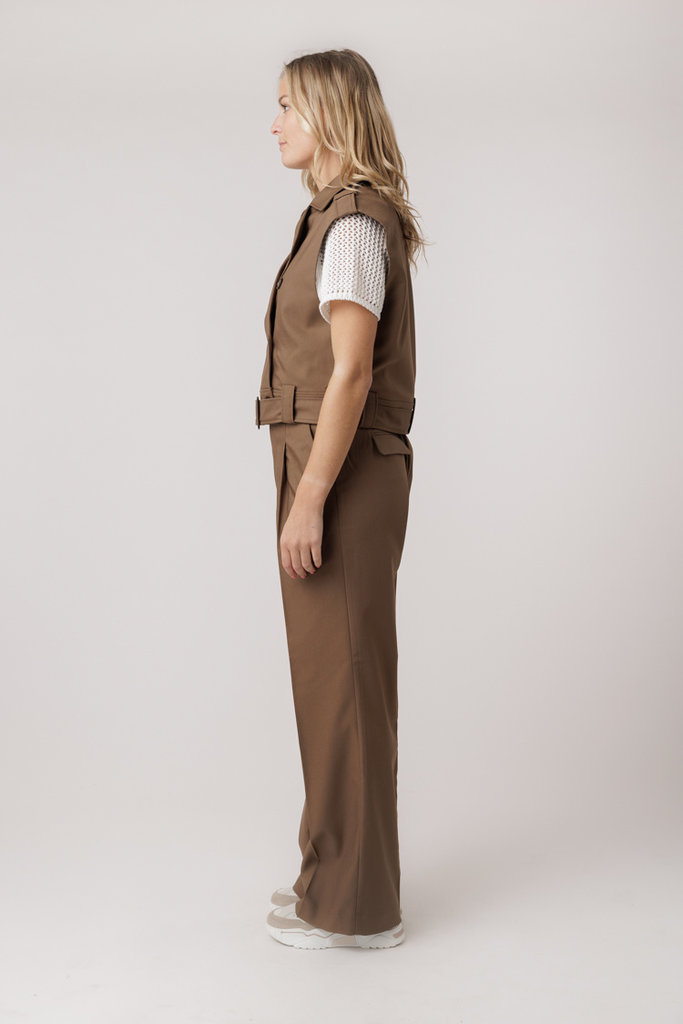 Co'Couture Co'Couture TARA CROP WAISTCOAT 154 Walnut