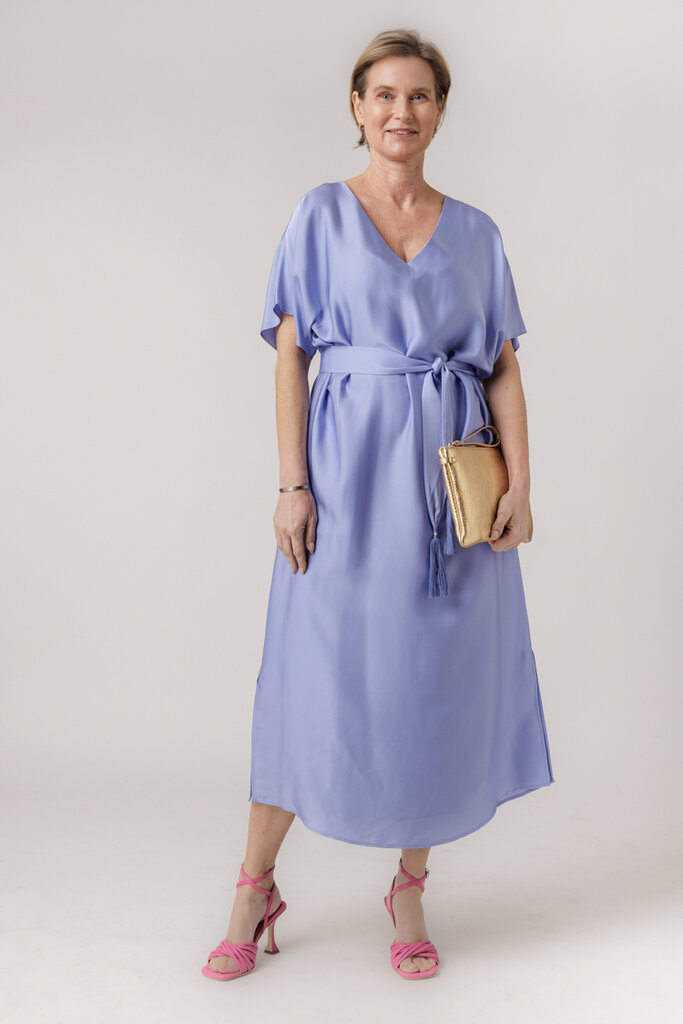 IVI IVI SOLID SILK KAFTAN DRESS LAVENDER 263