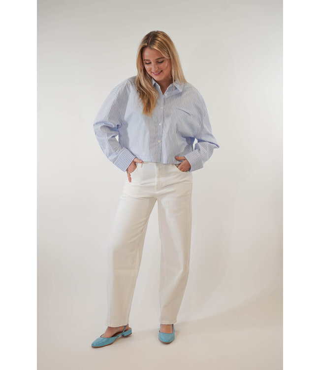 WITH BLACK STRIPED BLOUSE