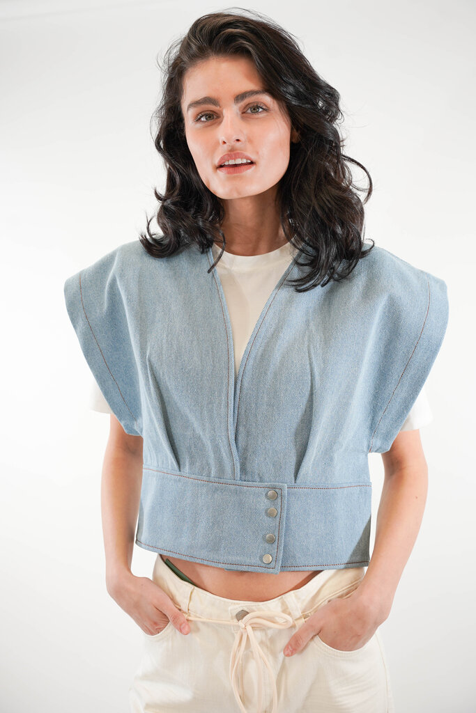 Est'Seven EST'SEVEN PFEIFFER TOP BLUE DENIM