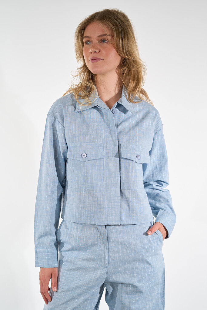 Est'Seven EST'SEVEN MACLAINE BLOUSE LIGHT DENIM SILVER STRIPE