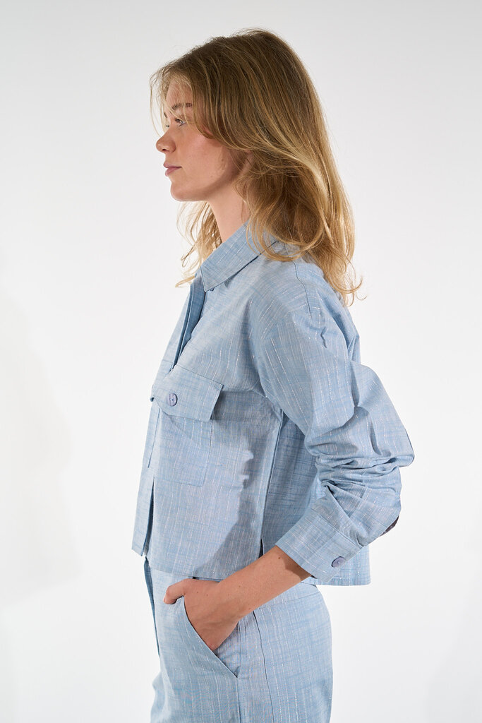Est'Seven EST'SEVEN MACLAINE BLOUSE LIGHT DENIM SILVER STRIPE