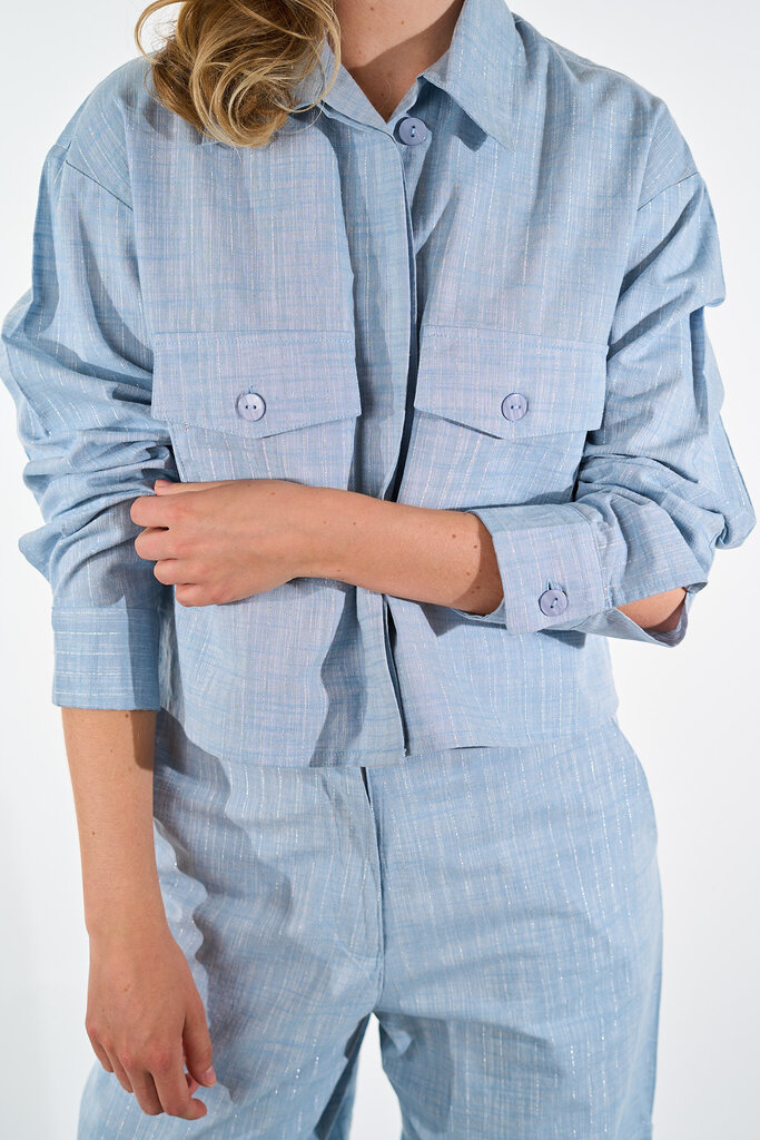 Est'Seven EST'SEVEN MACLAINE BLOUSE LIGHT DENIM SILVER STRIPE