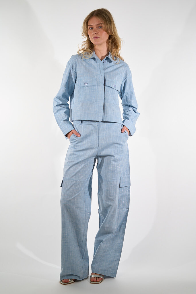 Est'Seven EST'SEVEN KEATON TROUSER LIGHT DENIM SILVER STRIPE