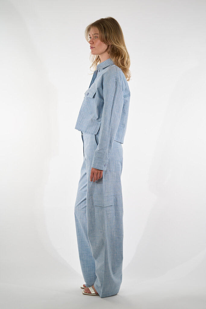 Est'Seven EST'SEVEN KEATON TROUSER LIGHT DENIM SILVER STRIPE
