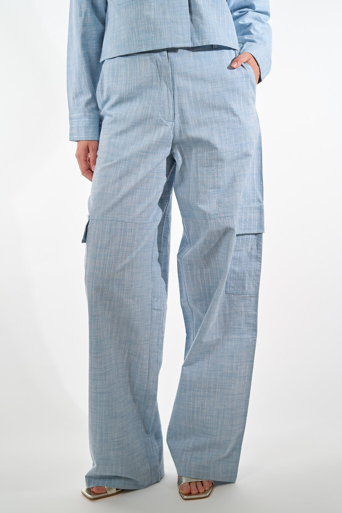 Est'Seven EST'SEVEN KEATON TROUSER LIGHT DENIM SILVER STRIPE