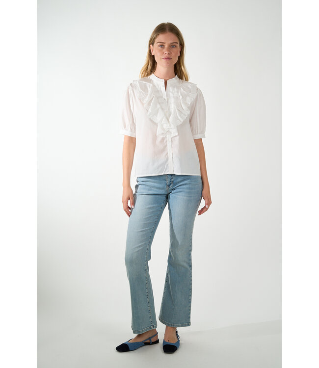 ESSENTIEL ANTWERP HAMADEUS RUFFLE DETAIL SHIRT WHITE WH00