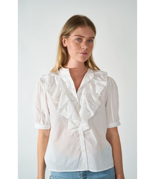 ESSENTIEL ANTWERP HAMADEUS RUFFLE DETAIL SHIRT WHITE WH00