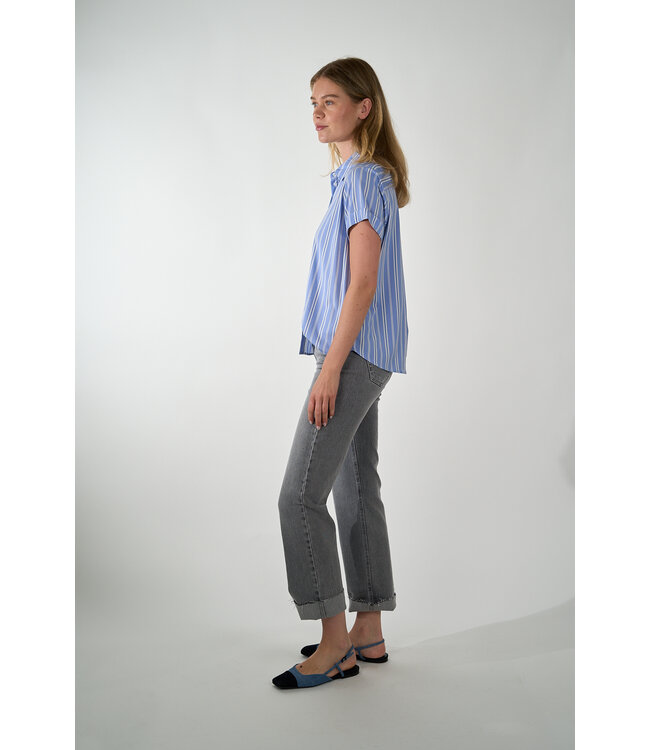 SAMSOE SAMSOE MAJAN SHIRT SS BLUE ST