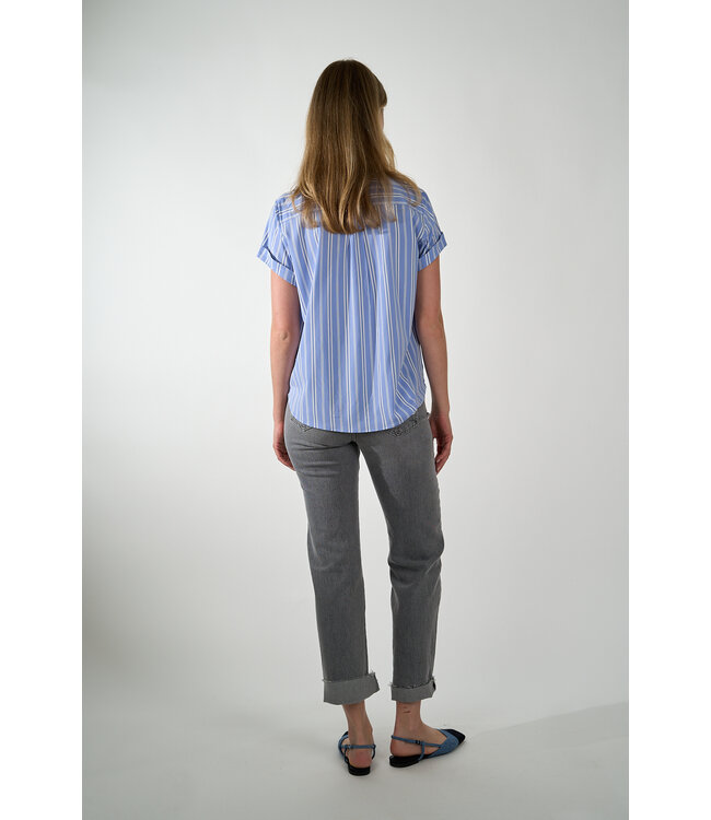 SAMSOE SAMSOE MAJAN SHIRT SS BLUE ST