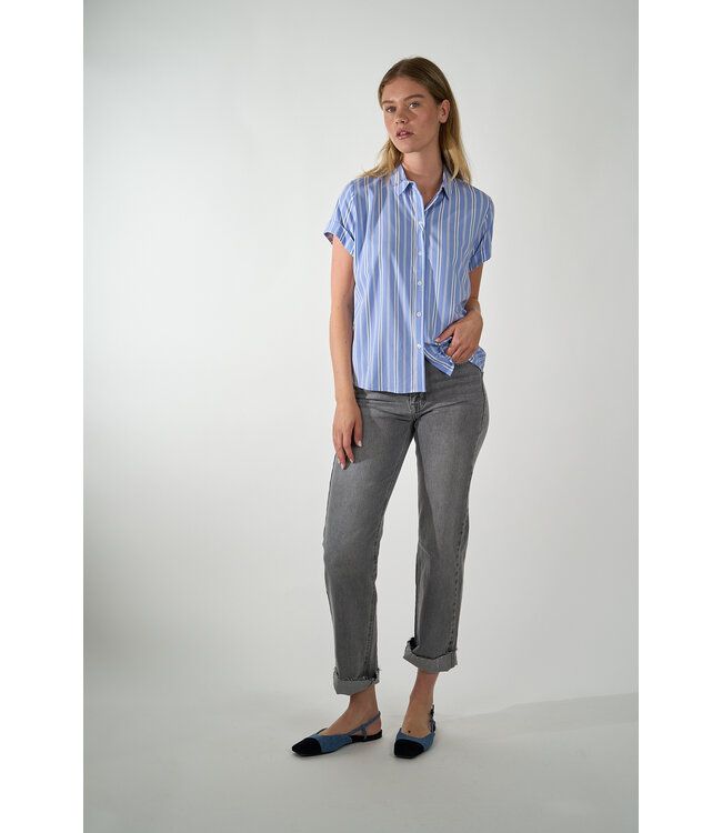 SAMSOE SAMSOE MAJAN SHIRT SS BLUE ST