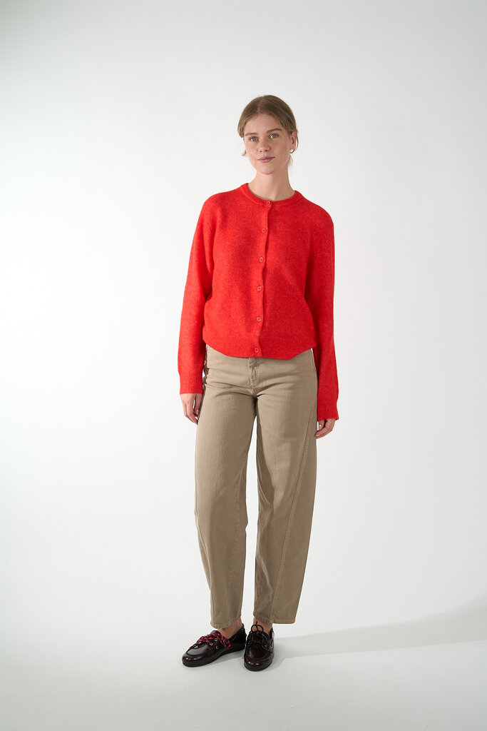Samsoe & Samsoe SAMSOE SAMSOE NOR SHORT CARDIGAN FLAME SCARLET