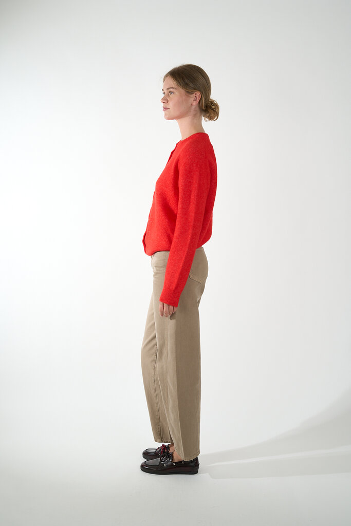 Samsoe & Samsoe SAMSOE SAMSOE NOR SHORT CARDIGAN FLAME SCARLET
