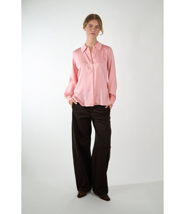 IVI 196 LIGHT RASPBERRY BLOUSE SOLID SILK