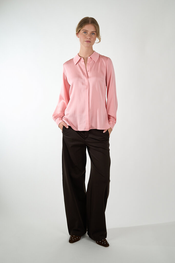 IVI IVI 196 LIGHT RASPBERRY BLOUSE SOLID SILK