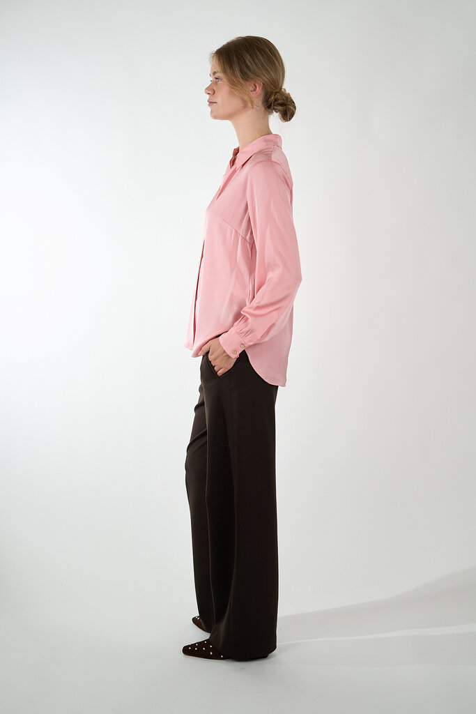 IVI IVI 196 LIGHT RASPBERRY BLOUSE SOLID SILK