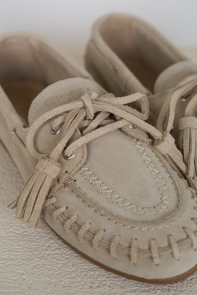 Posa POSA BOAT LOAFER FRINGE TAUPE