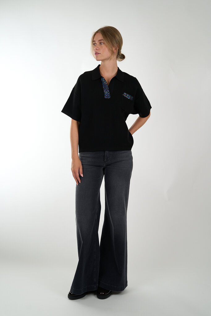 ESSENTIEL ANTWERP ESSENTIEL ANTWERP INTERNATIONNAL KNITTED POLO BLACK BL34