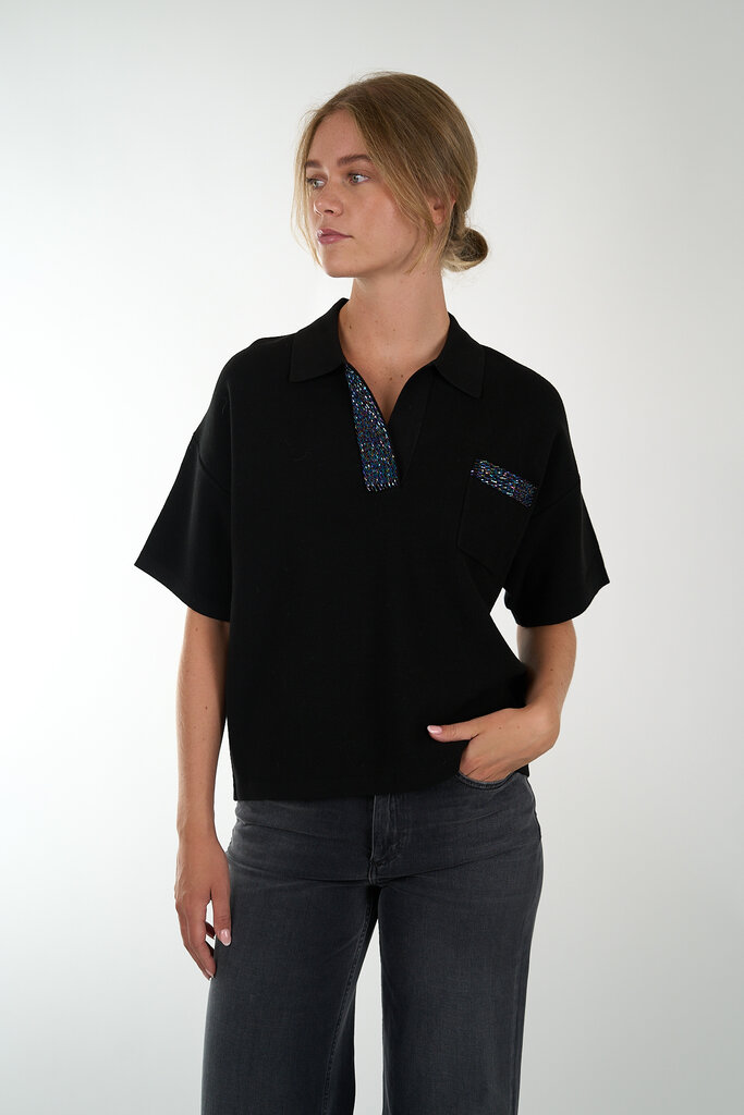 ESSENTIEL ANTWERP ESSENTIEL ANTWERP INTERNATIONNAL KNITTED POLO BLACK BL34