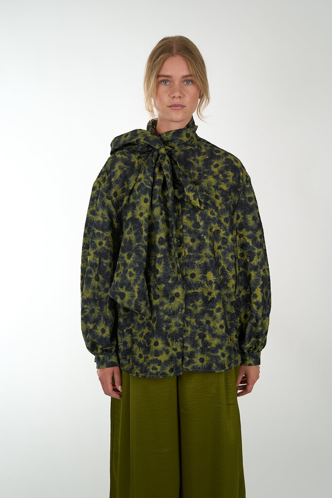 ESSENTIEL ANTWERP ESSENTIEL ANTWERP ILLICIUM PUSSY BOW TIE SHIRT COMBO2 BRAT OLIVE 12BO